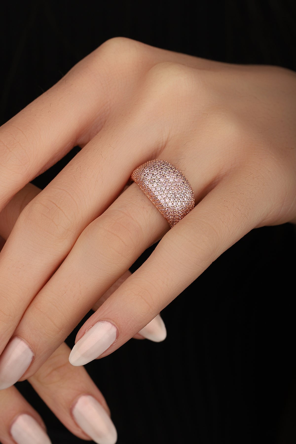 Sterling Silver Molded Ring with Pink Stone – Minimalist Dainty Jewelry Gift