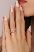 Single Row White Baguette Stone Silver Ring