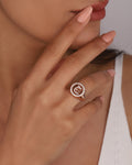 Transparent Back Arabic Letter Ring Cubic Zirconia Initial Ring Adjustable - Glass Background