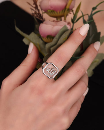 Sterling Silver Ring With Allah Written On Glass Arabic - wholesale turkish jewelry istanbul