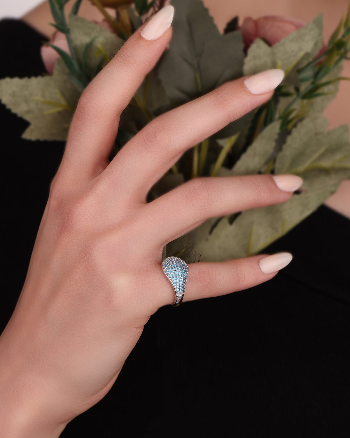 Turquoise Silver Little Finger Ring of Above the colorful Rings, Stacking Midi Ring