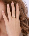 Silver Ring with White Stones in Heart Shape