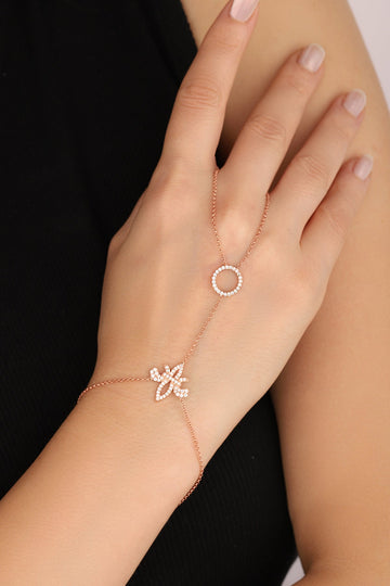 Flora Lily Flower Sahmeran Bracelet, Mom Children-Birthday Christmas Gift - Curb Hand Bracelet, Hand Slaves Chain, Sterling Silver Link