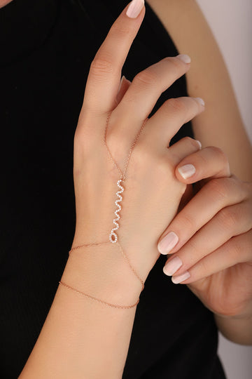 Snake Sahmeran Bracelet with white CZ, Snake Chain Bracelet For Wholesale Bracelet Jewelry