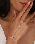 Zircon Stone Eye Silver Sahmeran Bracelet, Hand Chain Bracelet, Slave Body Chain Bracelet, Gold Chain, Hand Chain Bracelet, Ring Bracelet
