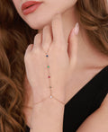 Sterling Silver Heart Stone Shahmaran – Dainty Hand Chain Bracelet