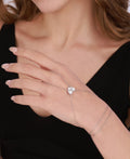 Heart Silver Shahmeran Bracelet with Large Drop Stones, Silver 925 Hand Bracelet, CZ Finger Bracelet, Sterling Silver Back Hand Bracelet