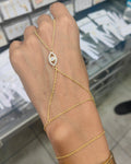 Sparkling Evil Eye Sterling Silver Hand Chain – White Stone Shahmeran Bracelet